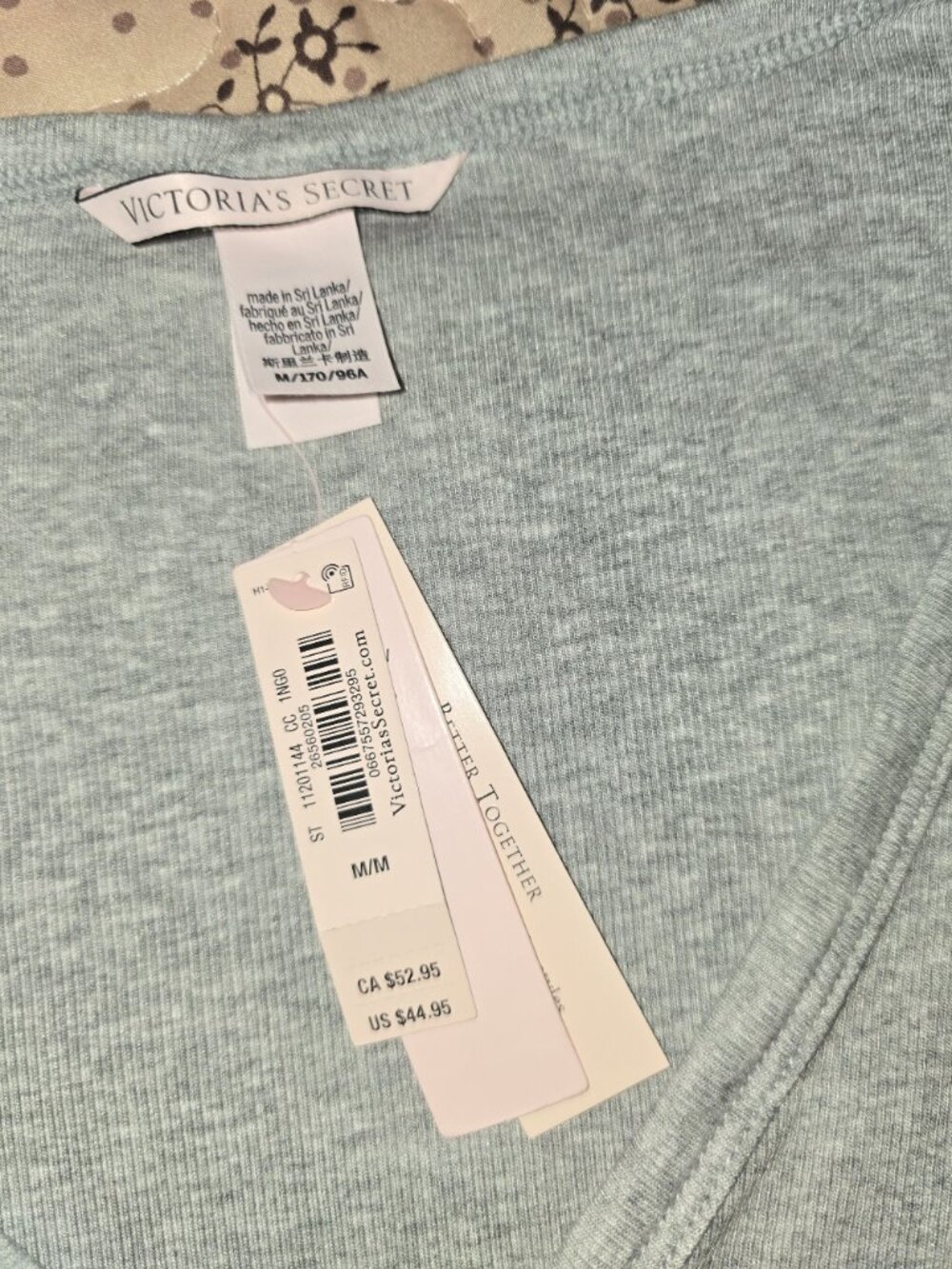 NWT Victorias Secret Gray Long-Sleeve Henley Romper Size M Soft Stretch Cotton - Picture 5 of 10